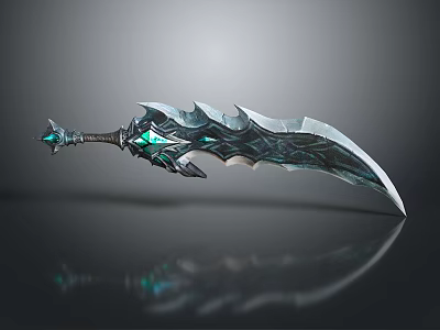3D Rendered Fantasy Blade With Intricate Design Green Gemstones And Glowing Hilt 3d model