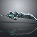 3D Rendered Fantasy Blade With Intricate Design Green Gemstones And Glowing Hilt