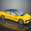 Yellow Sporty Sedan With Modern Exterior Black Roof And Shiny Alloy Wheels