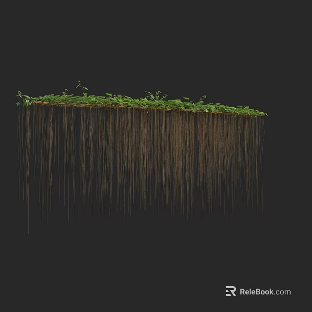 Dense Hanging Vines with Lush Green Leaves Against Dark Background 3d model 