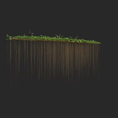 Dense Hanging Vines with Lush Green Leaves Against Dark Background 3d model