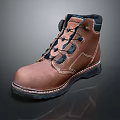 Brown Leather Work Boots With Black Laces Ankle High Design And Durable Rubber Sole
