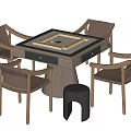 Modern Mahjong Table and Chair Mahjong Table and Chair Combination Mahjong Machine 3d model