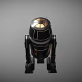 Black Character Robot With Antenna White Eyes And Orange Mechanical Legs