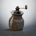 Vintage Worn Ceramic Manual Grinder Tool For Home Kitchen Use 3d model