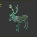 Realistic Reindeer with Large Golden Antlers Standing Against Gray Background Detailed Animal Figure
