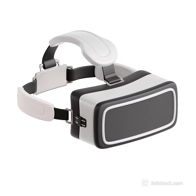 Modern VR Headset With White Black Design And Adjustable Head Strap 3d model 