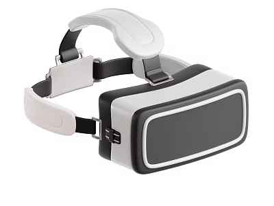 Modern VR Headset With White Black Design And Adjustable Head Strap 3d model