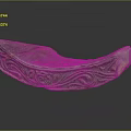 Historical Ancient Curved Stone Artifact Featuring Intricate Scroll Carved Patterns 3d model