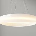 Modern White Circular Pendant Light with Thin Hanging Cords and Soft Illumination