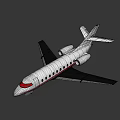 White Private Jet With Red Stripe Sleek Exterior And Modern Design