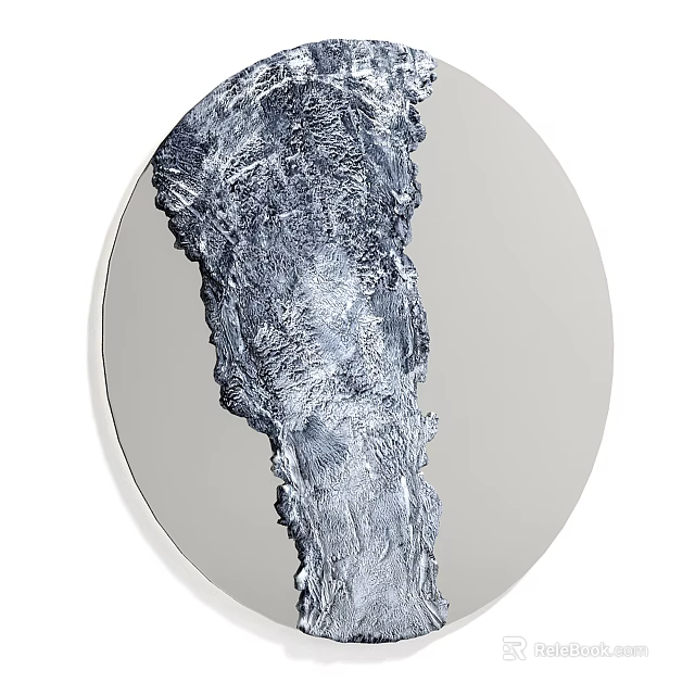 Abstract Layered Round Wall Decor with Blue Gray Texture and Light Gray Frame 3d model 