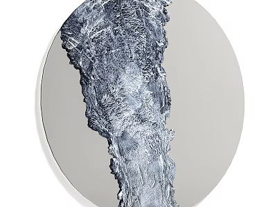 Abstract Layered Round Wall Decor with Blue Gray Texture and Light Gray Frame 3d model