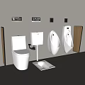 Modern Bathroom Display With White Toilet Urinals And Sanitary Ware