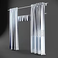 Light Blue Window Curtains With Elegant Lace Trim And Decorative Valance Design