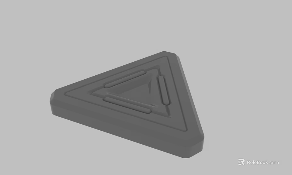 Gray Triangular Object with Intricate Geometric Lines and Modern 3D Design 3d model 