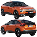 Orange Citroen C4 Car Front And Rear Views 3d model