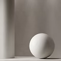 White Sphere Component with Cylindrical Column on Light Gray Wall in Minimalist Modern Design 3d model