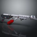 White And Gray Weapon With Red Gas Cylinder Multiple Circular Components 3D Model Design 3d model
