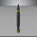 Military Missile Weapon With Red Tip Yellow Rings And Gray Cylindrical Body Design