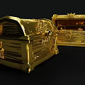 Exquisite Golden Treasure Chests With Intricate Carved Decorations Open And Closed
