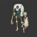 Mechanical Robot Character With White Blue Accents And Red Circular Eye
