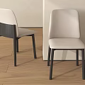 Modern Dining Chairs With Light Beige Seat And Dark Wooden Legs For Home Interior