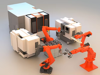 Industrial Equipment With Multiple Robotic Arms And Automated Machinery Systems 3d model