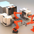 Industrial Equipment With Multiple Robotic Arms And Automated Machinery Systems