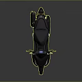 Modern Black Motorcycle With Orange Wheels Sleek Body And Reflective Surface