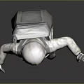 Game Movie Character Astronaut in Detailed Spacesuit with Orange Visor and Antenna
