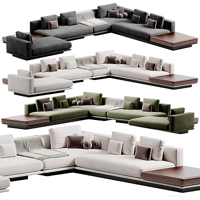 Modern Sectional Sofa Collection in Gray Beige Green and Cream Tones 3d model
