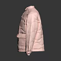 Pink Kids Winter Jacket With Front Zipper And Two Side Pockets 3d model