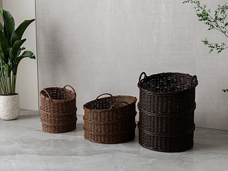 American-style woven storage basket 3d model