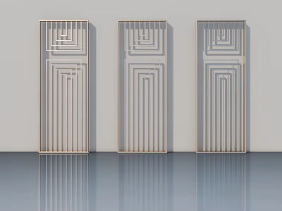 Modern Hinged Doors With Intricate Geometric Patterns On Light Wall 3d model
