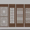 Traditional Wooden Lattice Windows With Various Decorative Patterns For Interior Design 3d model