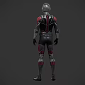 Game and Movie Character in Red Black Silver Armor Costume with Helmet 3D Design