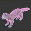 Gray Animal with Yellow Neck Fur Open Mouth Standing on Dark Background 3D Rendered Model