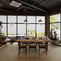 Bright Modern Café Interior With Large Windows Natural Light Bar Counter And Plant Decor