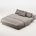Modern Bedroom Bed With Gray Bedding Soft Mattress Pillows And Cozy Blanket
