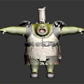Green Skinned Ogre Shrek In Armored Outfit With Leather Corset Arms Outstretched