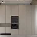 White Stacked Washing Machine And Dryer In Modern Laundry Room With Storage Cabinets