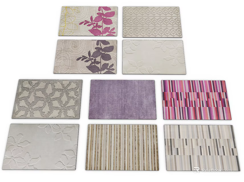 Stylish Square Rugs With Various Patterns And Colors For Home Decor 3d model