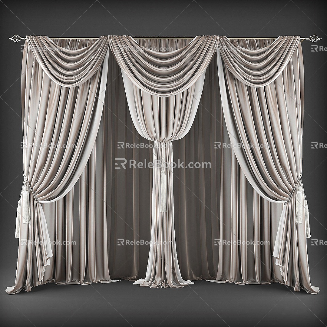 French Curtain American Curtain 3d model