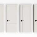White Hinged Doors With Minimalist Design And Various Handle Styles For Interior Spaces 3d model
