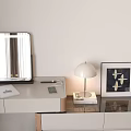 Modern Dressing Table Design With Mirror Stool Drawers Table Lamp And Vase 3d model