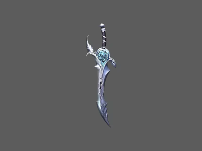 Decorative Intricate Sword With Blue Accents Silver Details And Ornate Hilt Design 3d model