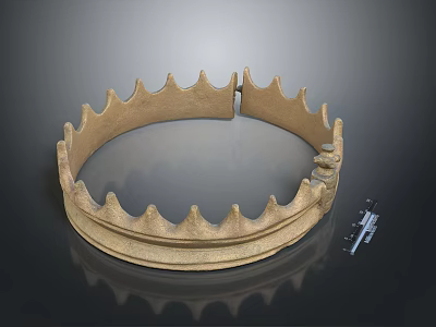 Golden Decorative Crown Shaped Household Accessory With Ornate Spiked Edges 3d model
