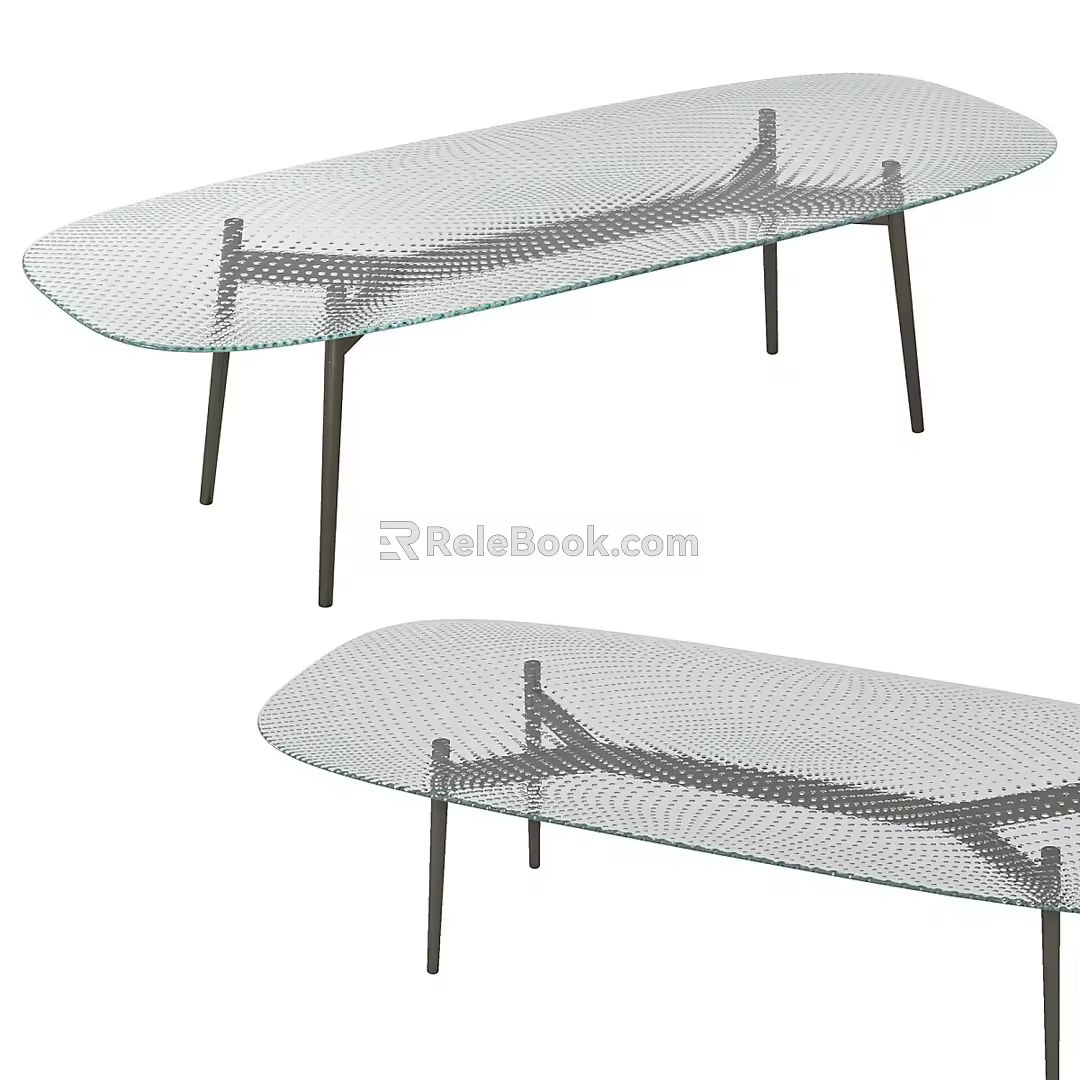 Long Dining Table Glass Dining Table Metal Dining Table Modern Dining Table 3d model