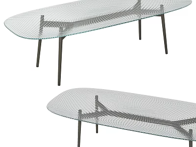Modern Glass Top Dining Table With Metal Legs And Minimalist Design 3d model